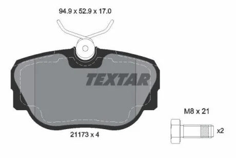 Тормозные колодки дисковые, комплект TEXTAR 2117302