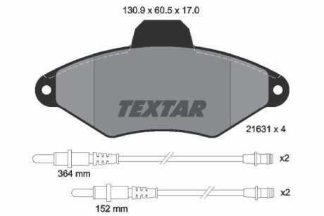 Тормозные колодки дисковые, комплект TEXTAR 2163102