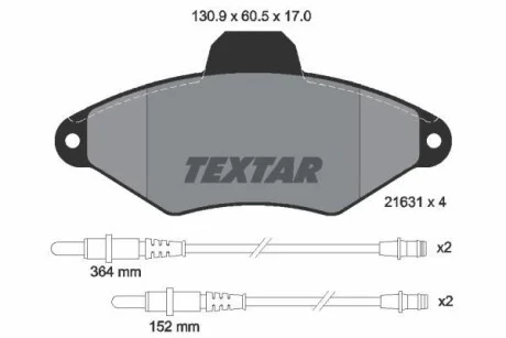 Тормозные колодки дисковые, комплект TEXTAR 2163102