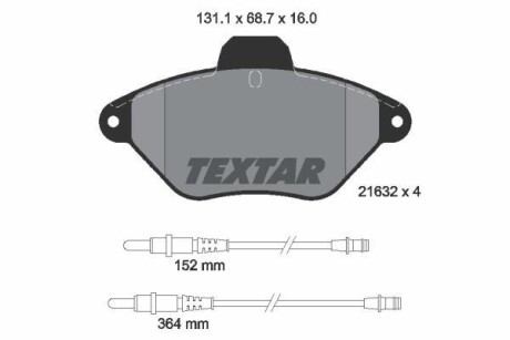 Тормозные колодки дисковые, комплект TEXTAR 2163201