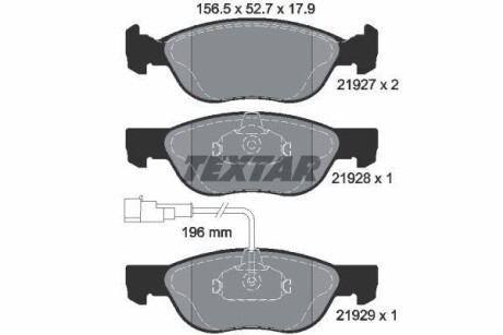 Тормозные колодки дисковые, комплект TEXTAR 2192701