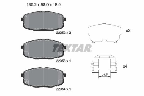 Тормозные колодки дисковые, комплект TEXTAR 2205203