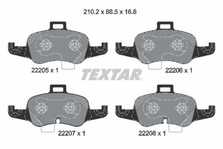 Тормозные колодки дисковые, комплект TEXTAR 2220501