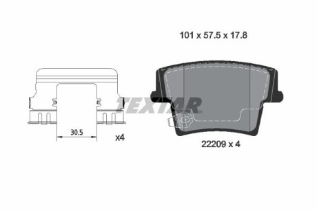 Тормозные колодки дисковые, комплект TEXTAR 2220903