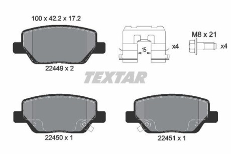 Тормозные колодки дисковые, комплект TEXTAR 2244901