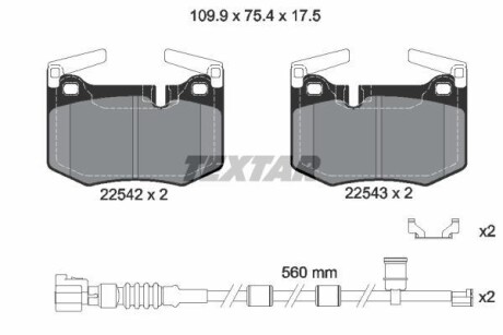 Тормозные колодки дисковые, комплект TEXTAR 2254201