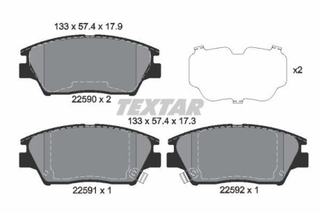 Тормозные колодки дисковые, комплект TEXTAR 2259001