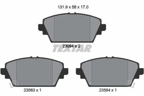 Тормозные колодки дисковые, комплект TEXTAR 2309401