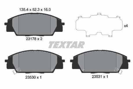 Тормозные колодки дисковые, комплект TEXTAR 2317801