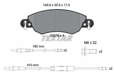 Тормозные колодки дисковые, комплект TEXTAR 2327601