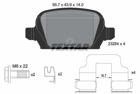 Тормозные колодки дисковые, комплект TEXTAR 2328404