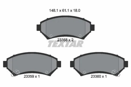 Тормозные колодки дисковые, комплект TEXTAR 2335801