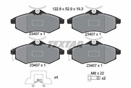 Тормозные колодки дисковые, комплект TEXTAR 2340702