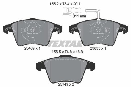 Тормозные колодки дисковые, комплект TEXTAR 2346901