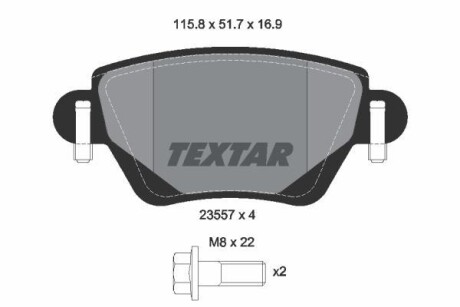 Тормозные колодки дисковые, комплект TEXTAR 2355702