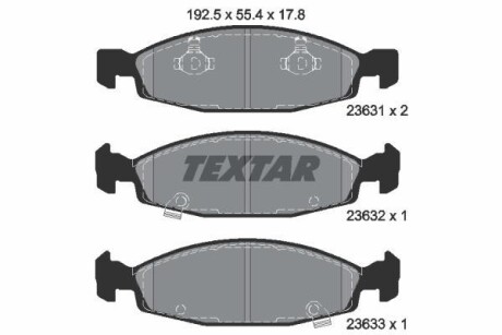 Тормозные колодки дисковые, комплект TEXTAR 2363101