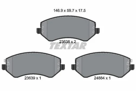 Тормозные колодки дисковые, комплект TEXTAR 2363801