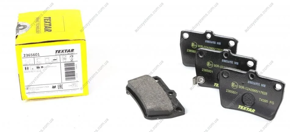Комплект гальмівних колодок задн, CHERY TIGGO, TIGGO 3 DR DR 5 TOYOTA RAV 4 I, RAV 4 II 1.6-2.4 01.94- TEXTAR 2365601 (фото 1)