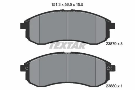 Комплект гальмівних колодок передн, MITSUBISHI L200 2.0/2.5D 01.96-12.07 TEXTAR 2387902