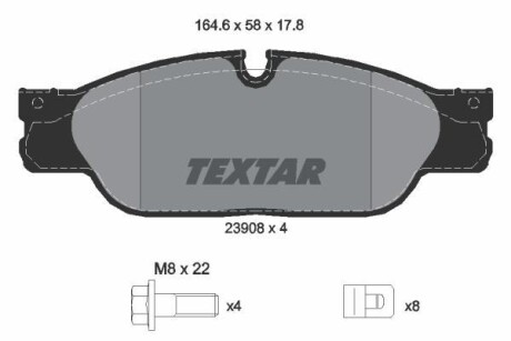 Тормозные колодки дисковые, комплект TEXTAR 2390801