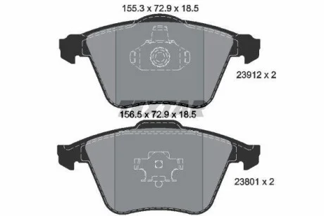 Комплект гальмівних колодок передн, VOLVO C30, C70 II, S40 II, V40, V50 FORD FOCUS II MAZDA 3 SAAB 9-3, 9-3X 1.5-Electric 09.02-08.19 TEXTAR 2391201