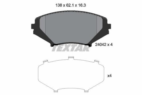 Тормозные колодки дисковые, комплект TEXTAR 2404201