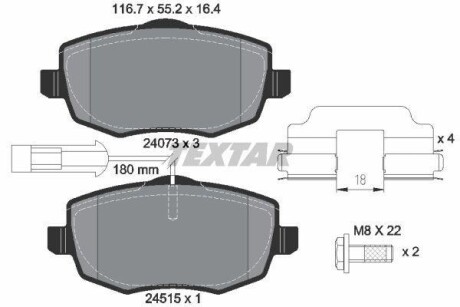 Тормозные колодки дисковые, комплект TEXTAR 2407303