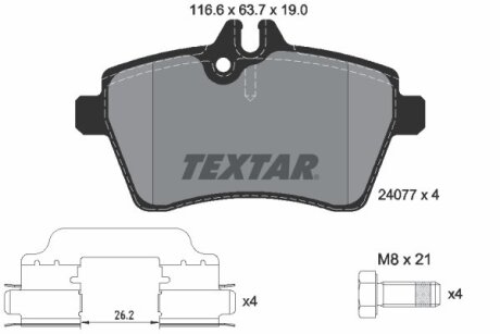 Комплект тормозных колодок, дисковый тормоз TEXTAR 2407719024