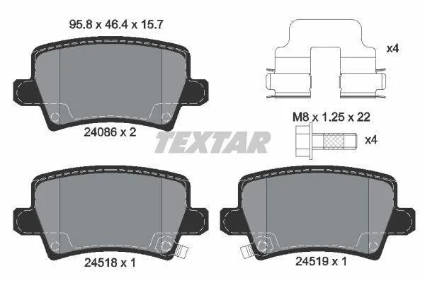Тормозные колодки дисковые, комплект TEXTAR 2408601 (фото 1)