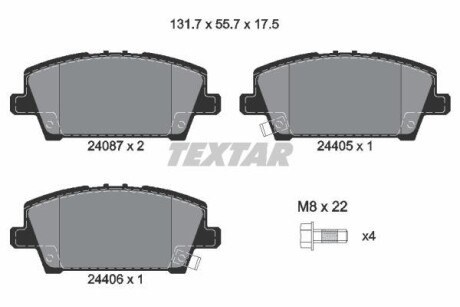 Тормозные колодки дисковые, комплект TEXTAR 2408701