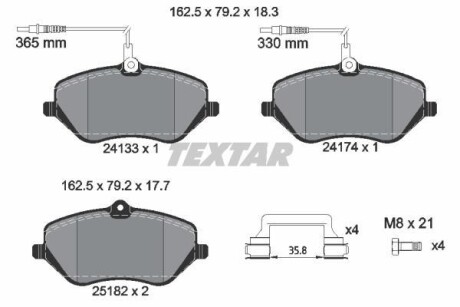 Тормозные колодки дисковые, комплект TEXTAR 2413303