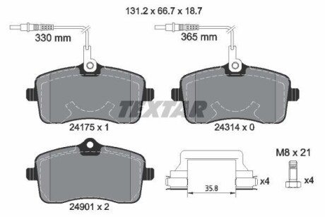 Тормозные колодки дисковые, комплект TEXTAR 2417501