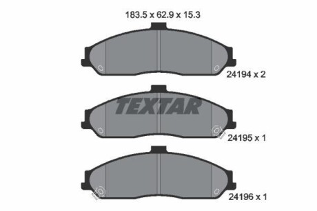 Тормозные колодки дисковые, комплект TEXTAR 2419401