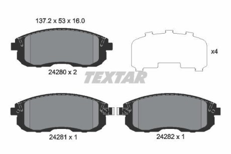 Тормозные колодки дисковые, комплект TEXTAR 2428001