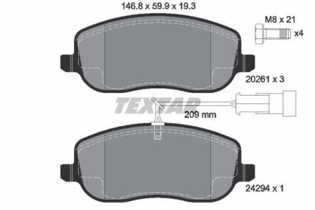 Тормозные колодки дисковые, комплект TEXTAR 2429401