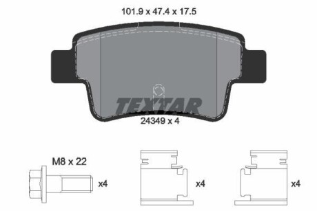 Тормозные колодки дисковые, комплект TEXTAR 2434901