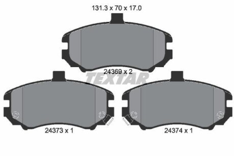 Тормозные колодки дисковые, комплект TEXTAR 2436901