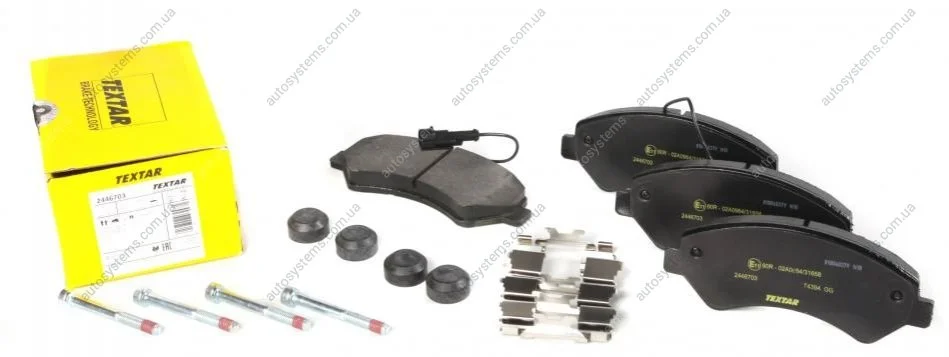 Колодки гальмівні (передні) Citroen Jumper/Fiat Ducato/Peugeot Boxer 2.0-3.0HDi 06- R16(+датчик) Q+ TEXTAR 2446703 (фото 1)