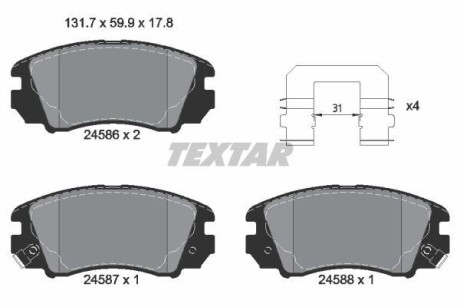 Тормозные колодки дисковые, комплект TEXTAR 2458601