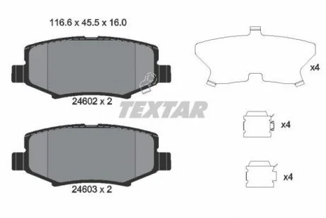 Колодки гальмівні (задні) Jeep Cherokee 08-/Compass 06-/Wrangler 07-/Dodge Nitro 06-12 (TRW) TEXTAR 2460201
