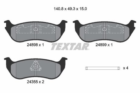 Тормозные колодки дисковые, комплект TEXTAR 2489803