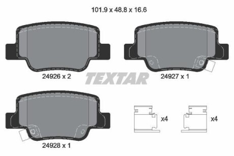 Тормозные колодки дисковые, комплект TEXTAR 2492601