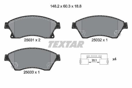 Тормозные колодки дисковые, комплект TEXTAR 2503181