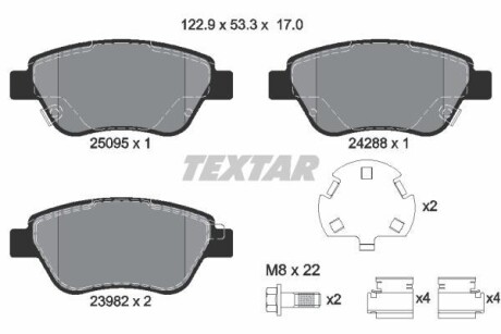 Тормозные колодки дисковые, комплект TEXTAR 2509501