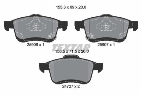 Тормозные колодки дисковые, комплект TEXTAR 2590601