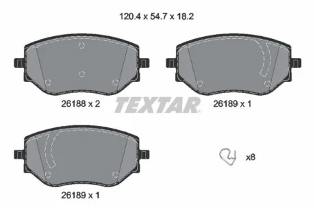 Тормозные колодки дисковые, комплект TEXTAR 2618801