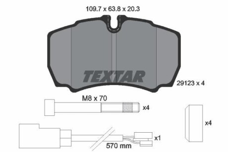 Тормозные колодки дисковые, комплект TEXTAR 2912307