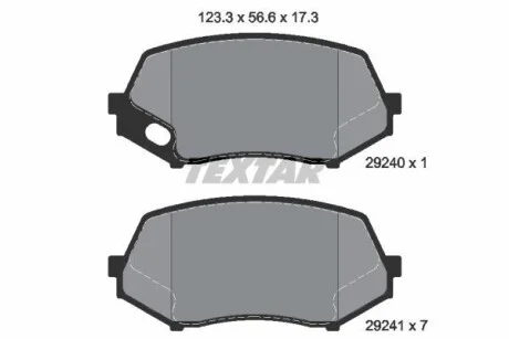 Тормозные колодки дисковые, комплект TEXTAR 2924001