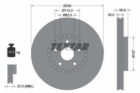 Диск гальмівний (передній) Lexus GS 05-/IS 09- (R) (334x30) PRO TEXTAR 92147903