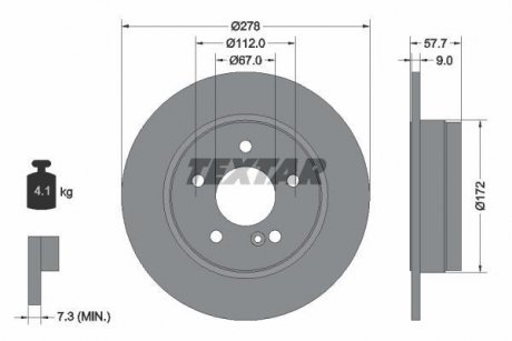 Диск гальмівний (задній) MB C-class (W204/S204/C204) 07- (278x9) PRO TEXTAR 92163103 (фото 1)